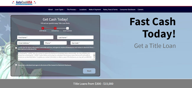 Auto Cash USA Review Homepage