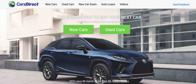 Cars Direct Review Homepage