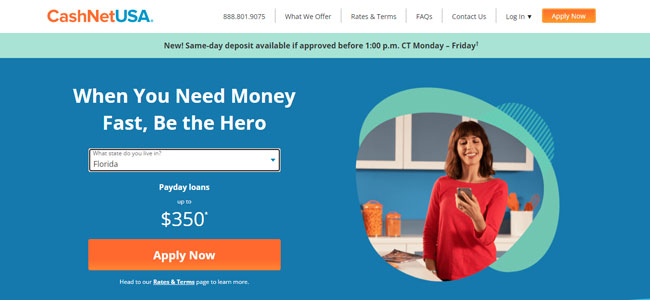 CashNet USA Review Homepage 