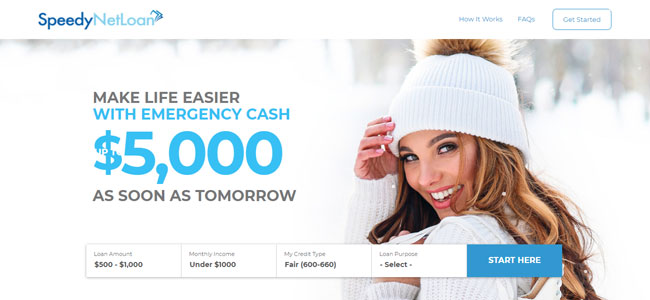 Speedy Net Loan Review Homepage